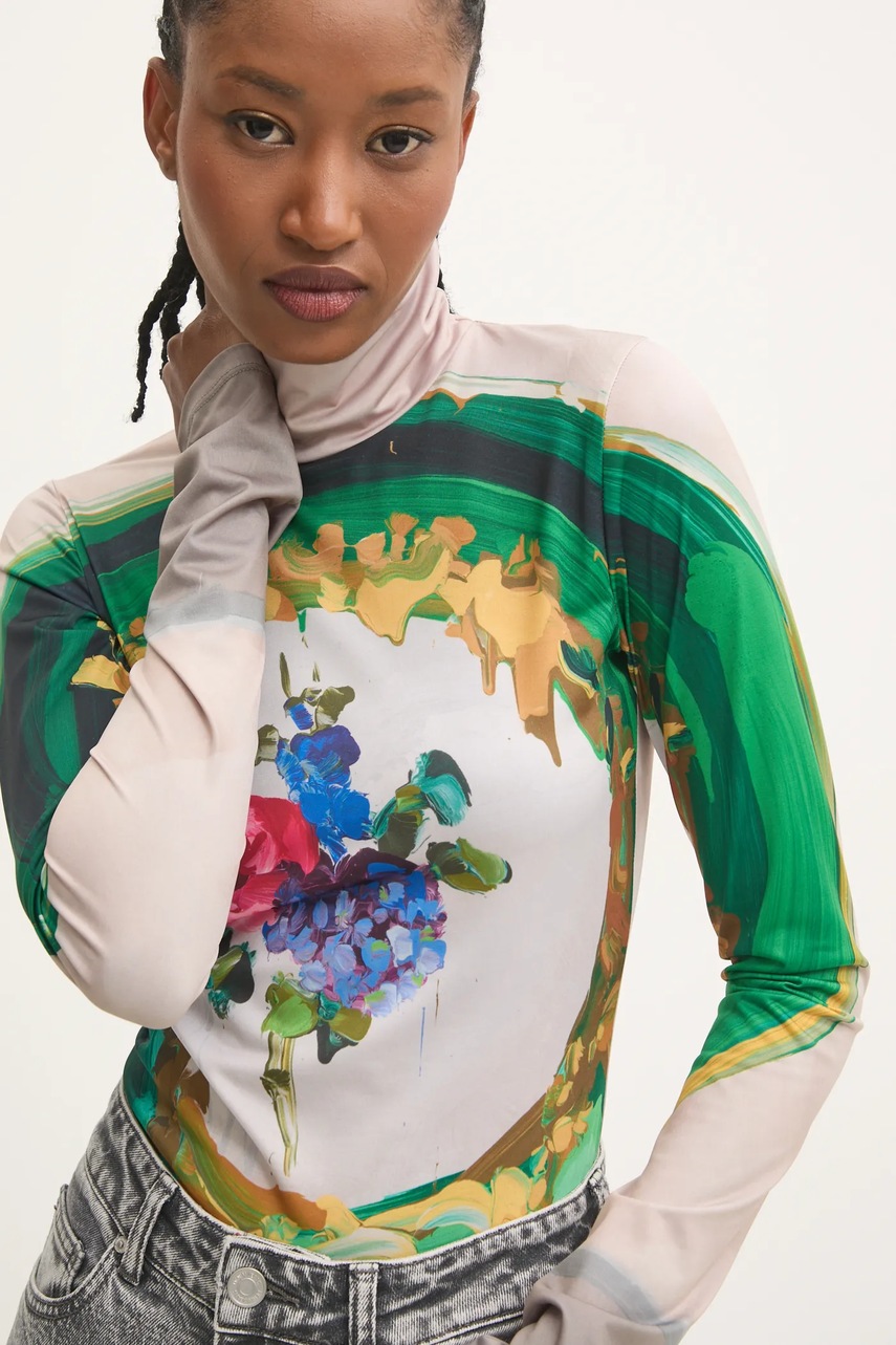 Лонгслів MSGM жіночий колір бежевий гольф 3742MDM11.247869 
