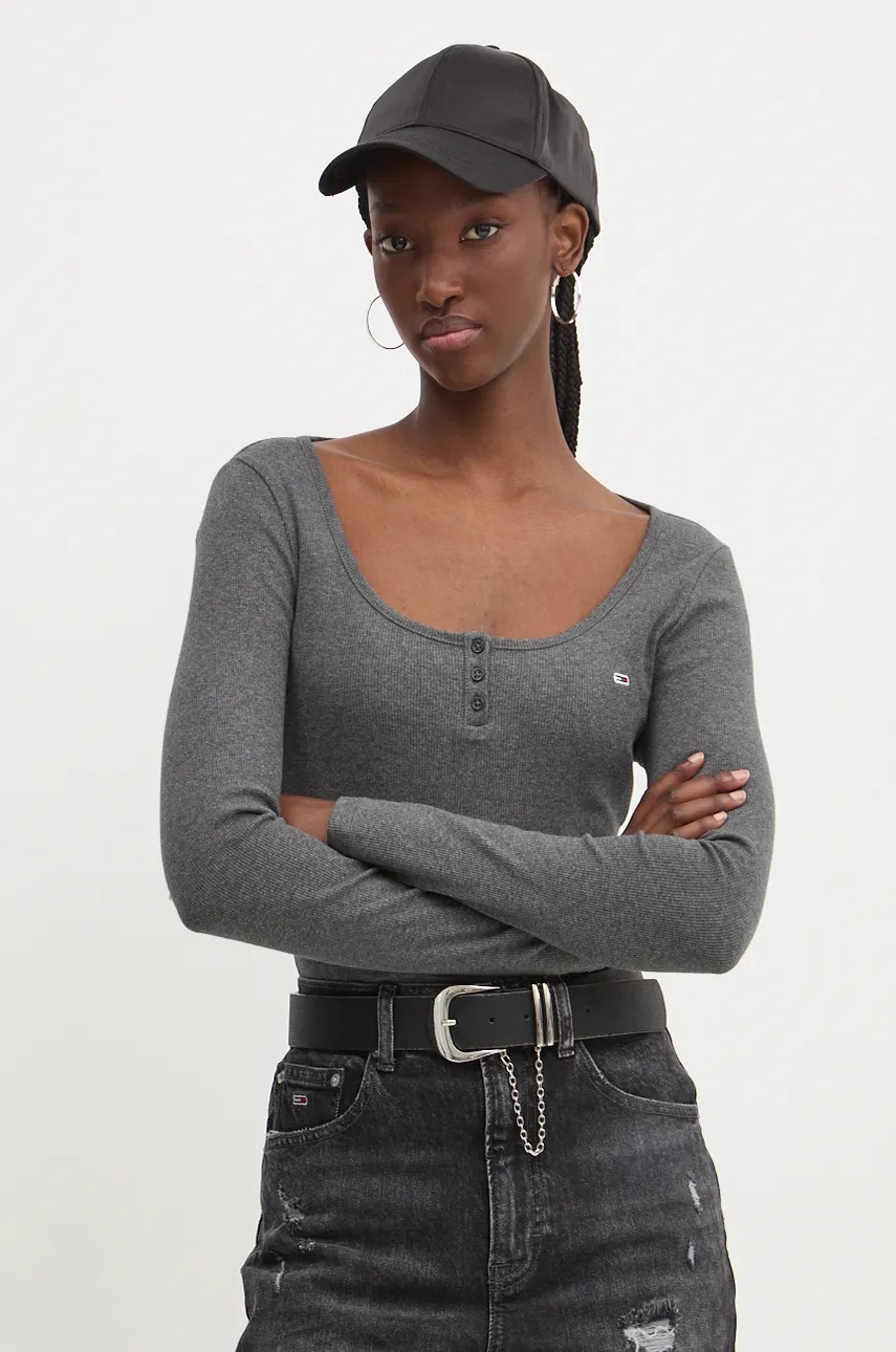 

Блуза с дълги ръкави Tommy Jeans в сиво DW0DW18805, Сив