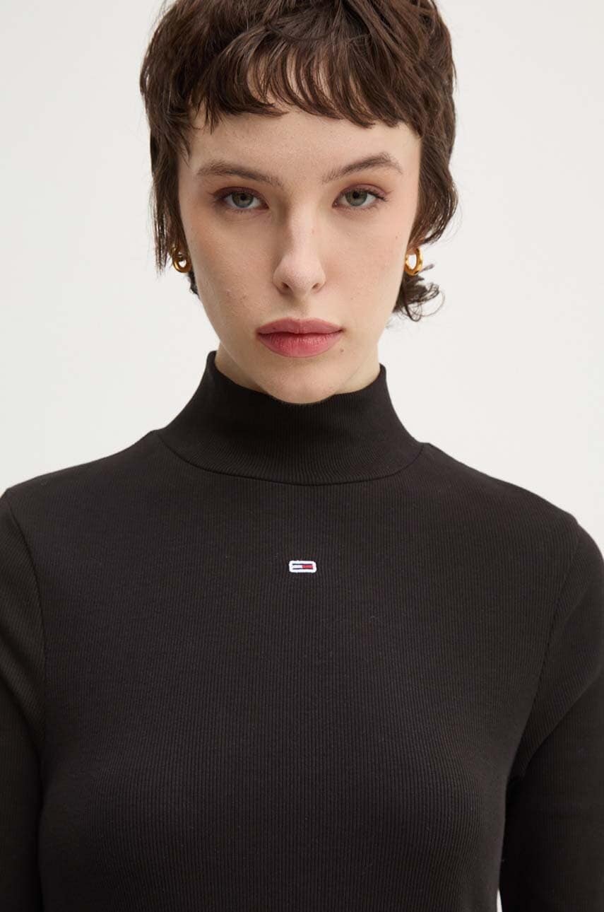 Tommy Jeans longsleeve culoarea negru, cu turtleneck, DW0DW19830