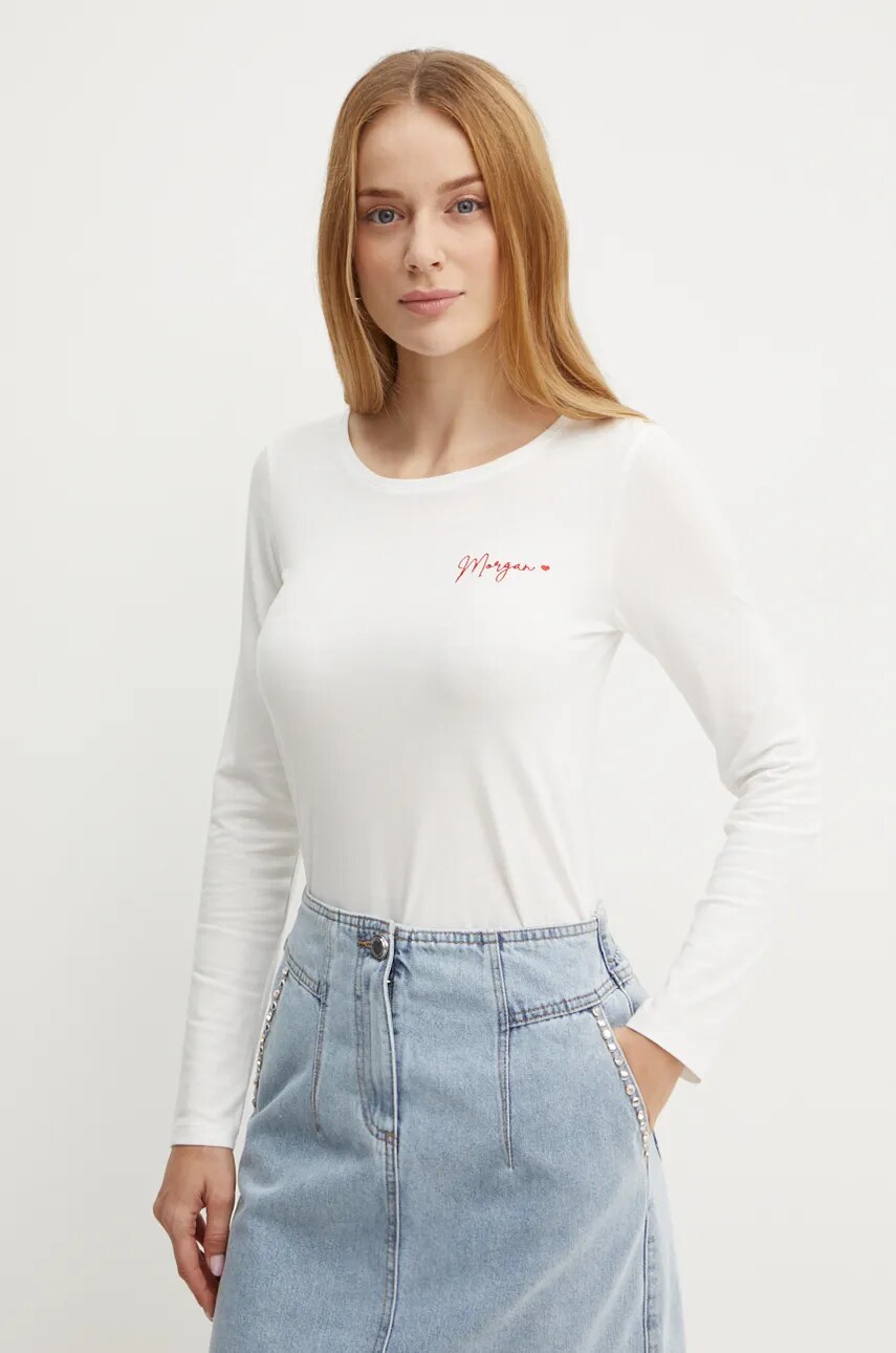 Morgan longsleeve TMATEO femei, culoarea alb, TMATEO
