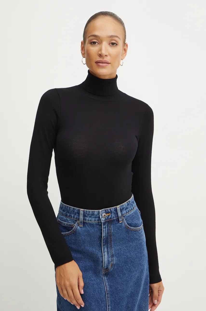 

Боди Bardot ROLL NK дамско в черно от лека материя с поло 54026TB2, Черен