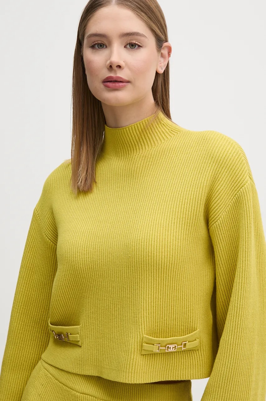 Gaudi pulover femei, culoarea galben, cu turtleneck, 421FD53024 Gaudi pulover femei, culoarea galben, cu turtleneck, 421FD53024