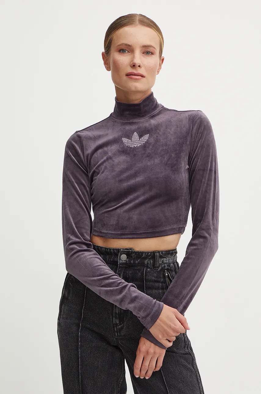 

Блуза с дълги ръкави adidas Originals в лилаво с ниско поло IZ0378, Виолетов