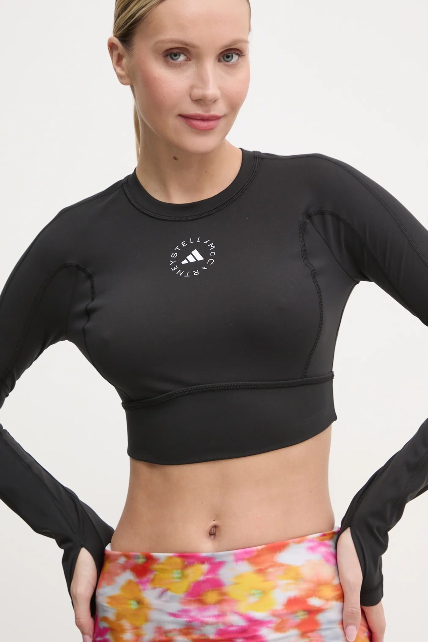 Μακρυμάνικο προπόνησης adidas by Stella McCartney TrueStrenght χρώμα: μαύρο, IW3859 φωτογραφία