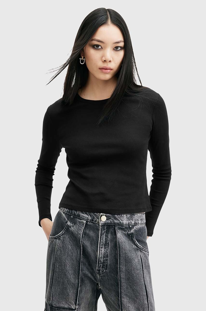 AllSaints longsleeve din bumbac STEVIE LS TEE culoarea negru, W184JB