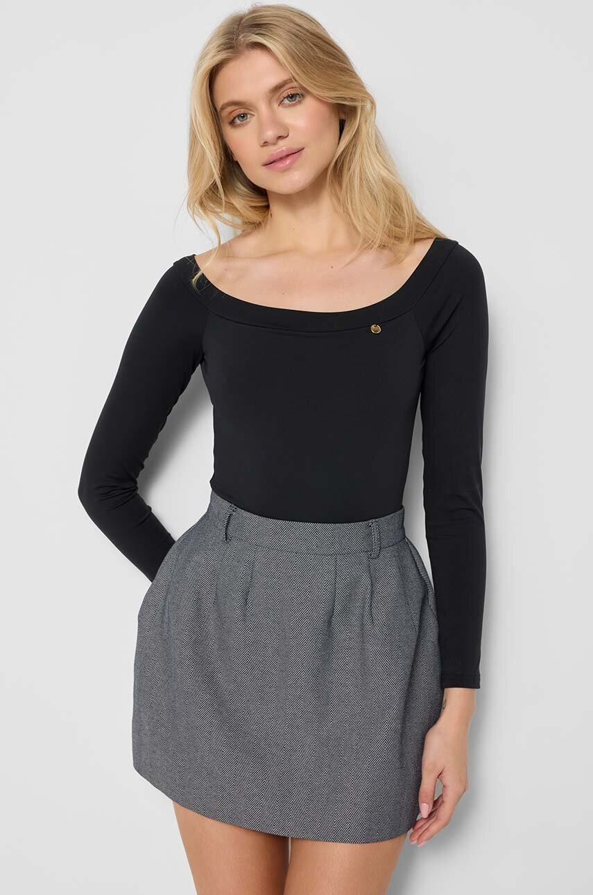 Bizuu body BETTINA femei, culoarea negru, decolteu spaniol, BETTINA.CZARNY