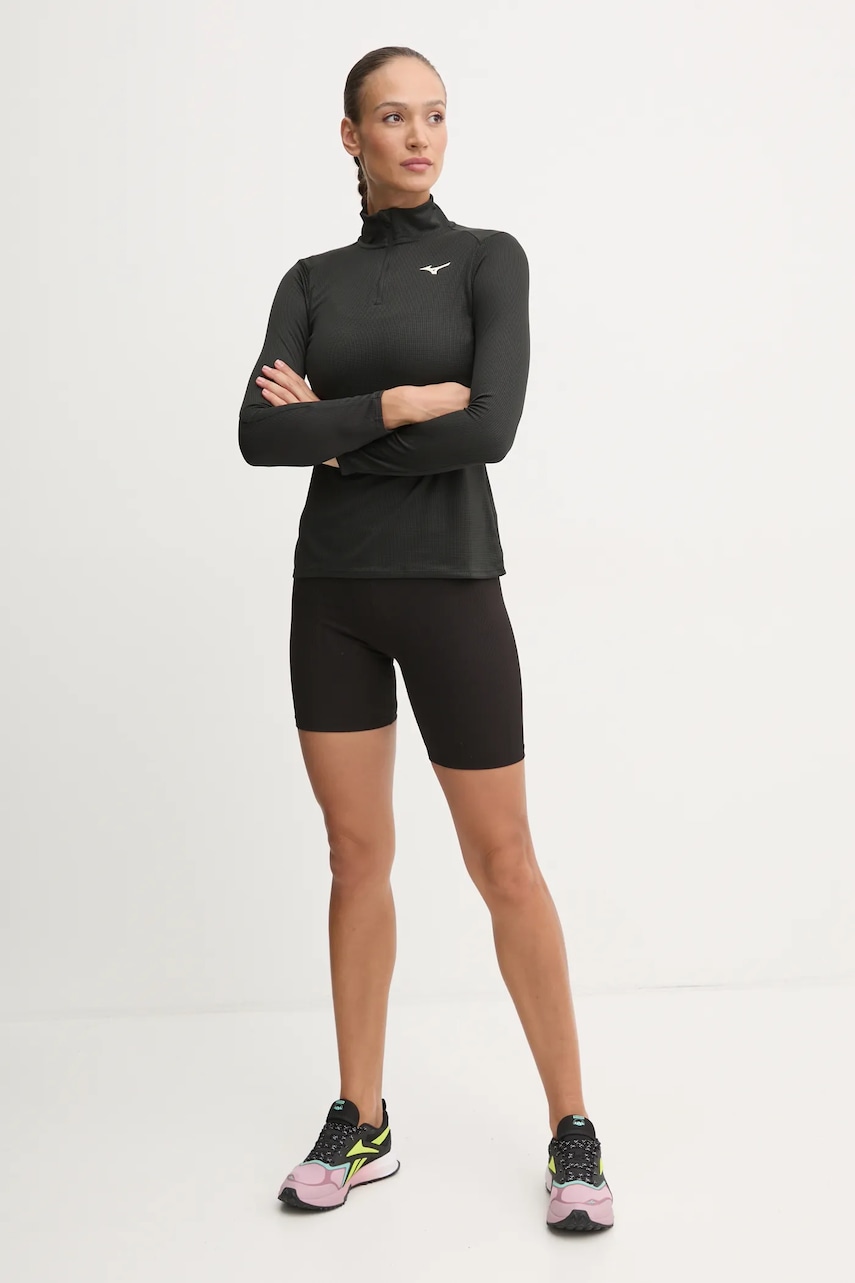 Толстовка для бега Mizuno Dryaeroflow цвет чёрный однотонная J2GAB704 Толстовка для бега Mizuno Dryaeroflow цвет чёрный однотонная J2GAB704