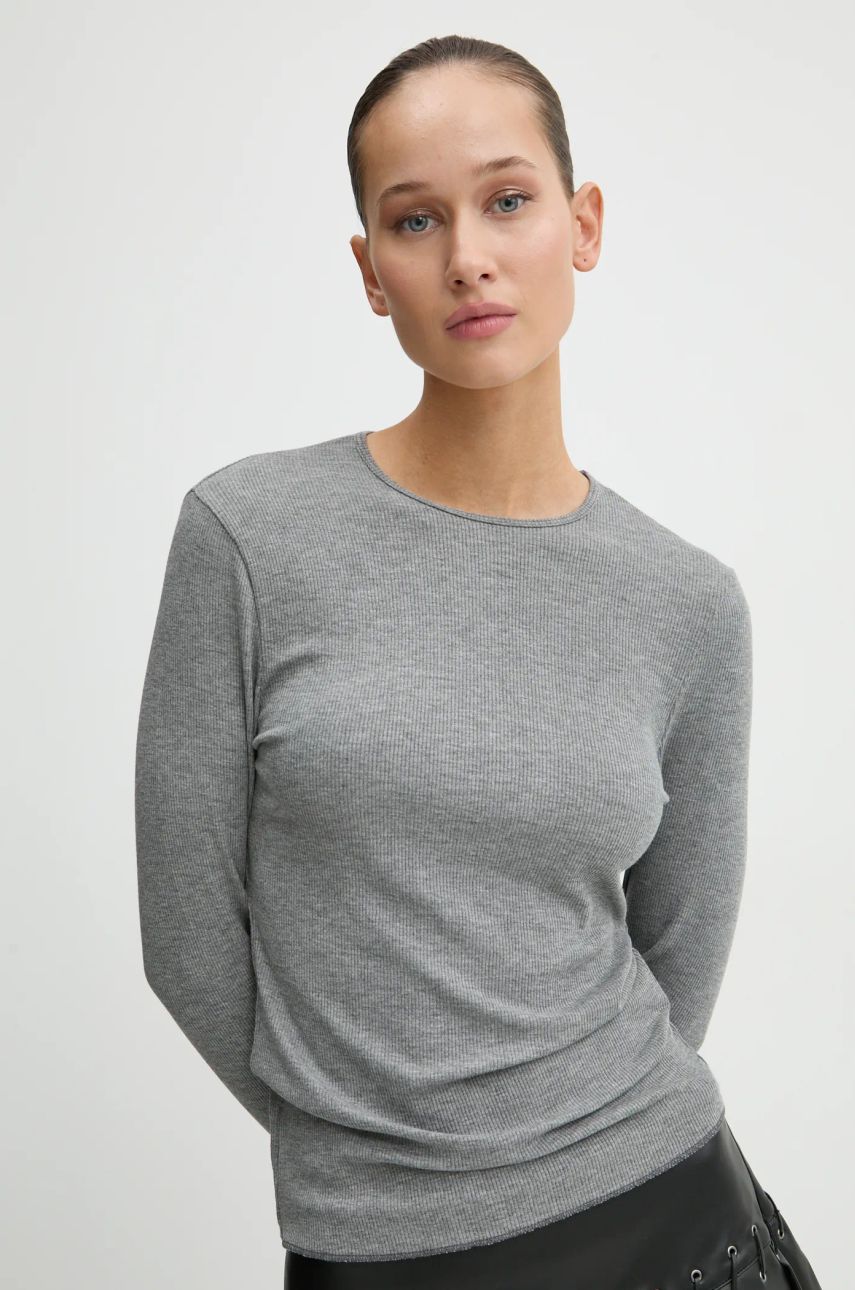 Abercrombie & Fitch longsleeve femei, culoarea gri, KI139-4633