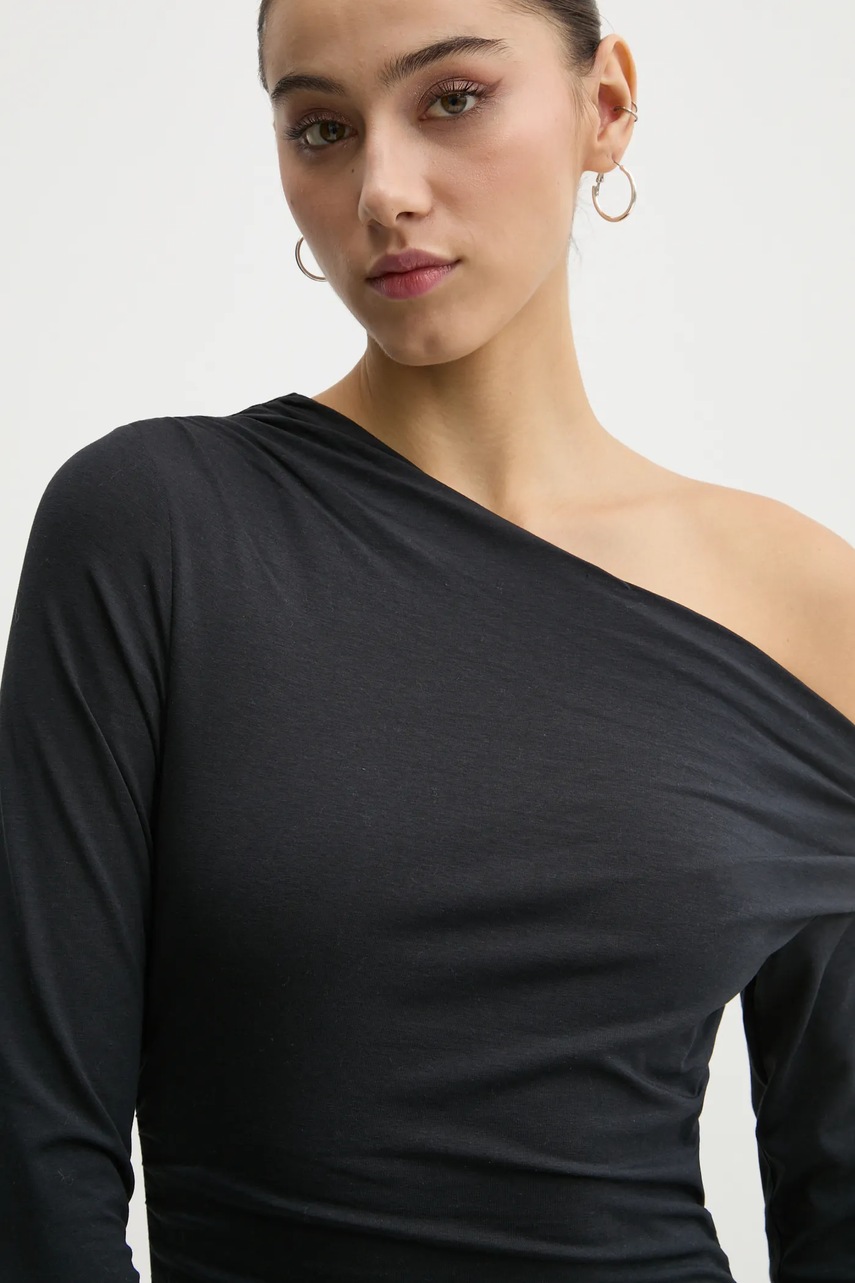 Abercrombie & Fitch longsleeve femei, culoarea negru, KI139-4736