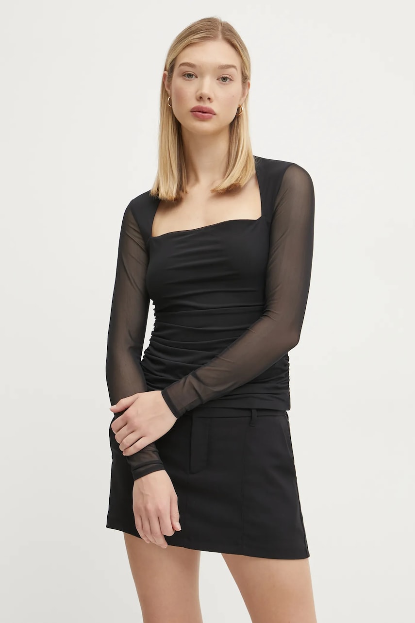 Abercrombie & Fitch longsleeve femei, culoarea negru, KI139-4894