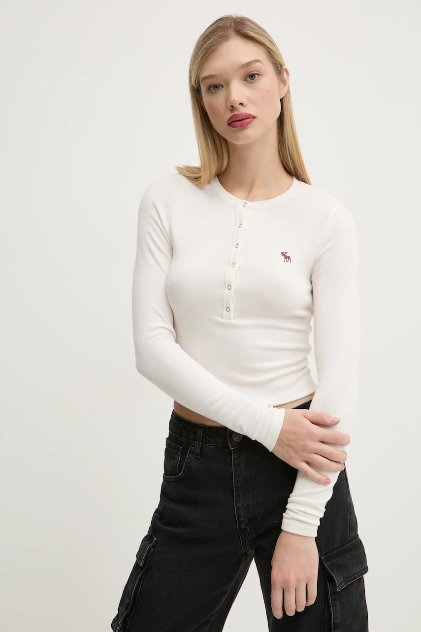 Abercrombie & Fitch longsleeve femei, culoarea bej, KI139-4667 Abercrombie & Fitch longsleeve femei, culoarea bej, KI139-4667