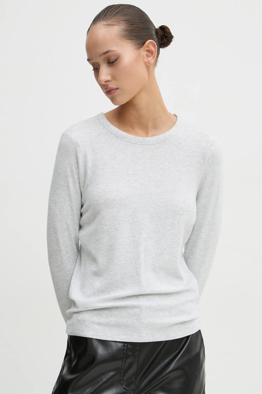 Abercrombie & Fitch longsleeve femei, culoarea gri, KI139-4756