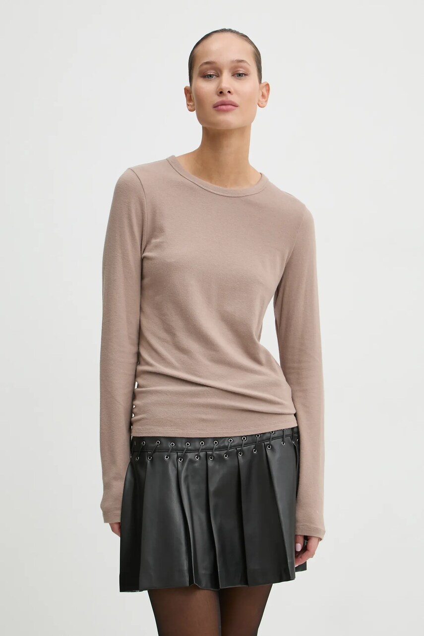 Abercrombie & Fitch longsleeve femei, culoarea bej, KI139-4756