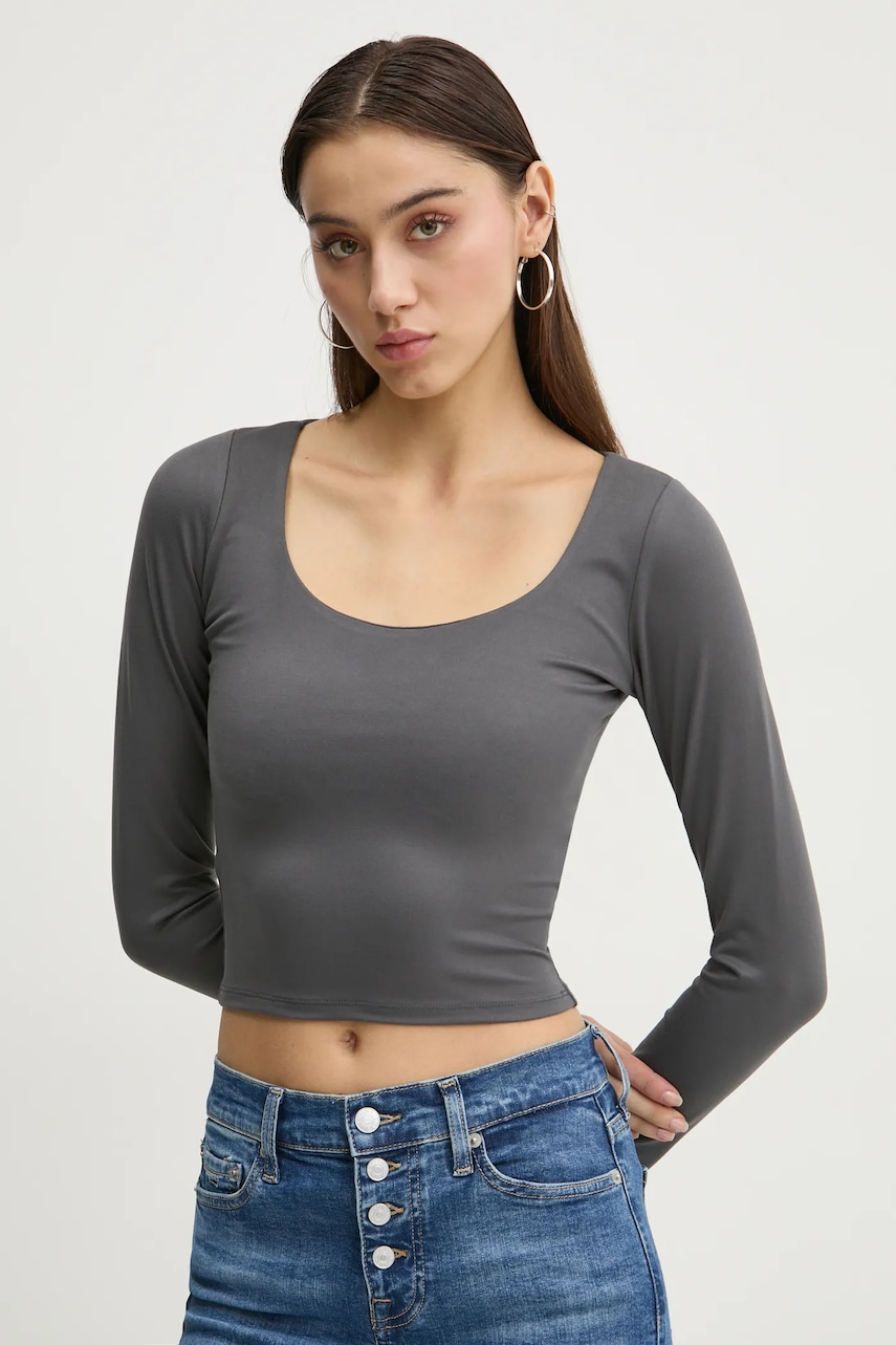 Hollister Co. longsleeve femei, culoarea gri, KI339-3628