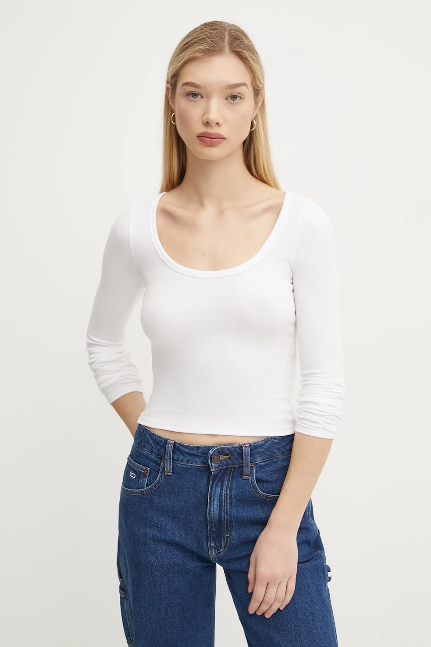 Hollister Co. longsleeve femei, culoarea bej, KI339-3683