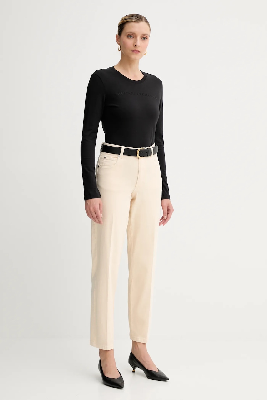 Хлопковый лонгслив Armani Exchange цвет чёрный 6DYT38 YJDGZ Хлопковый лонгслив Armani Exchange цвет чёрный 6DYT38 YJDGZ