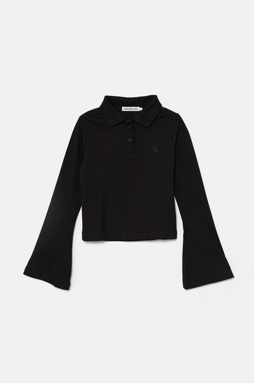 

Детска блуза с дълги ръкави Calvin Klein Jeans в черно с яка IG0IG02533, Черен