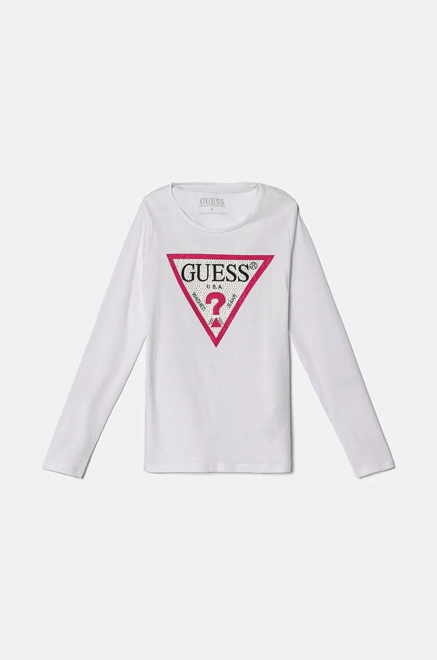 Levně Dětské tričko s dlouhým rukávem Guess bílá barva, J2YI50 K6YW1