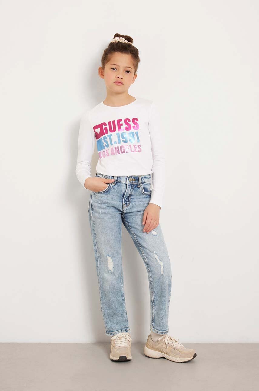 

Детска блуза с дълги ръкави Guess в бяло J4YI01 K6YW4, Бял