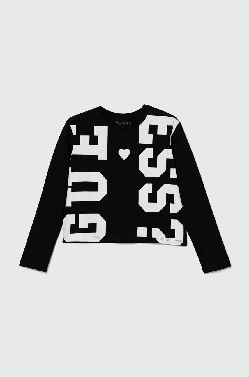 

Детска блуза с дълги ръкави Guess в черно J4YI03 K8HM4, Черен