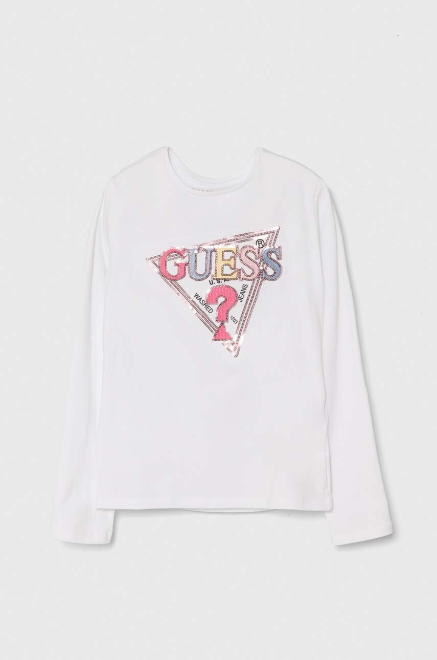 

Детска блуза с дълги ръкави Guess в бяло J4YI05 K6YW4, Бял