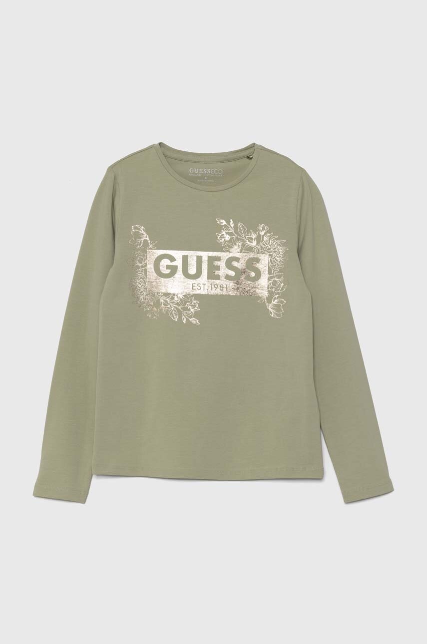 

Детска блуза с дълги ръкави Guess в зелено J4YI22 K6YW4, Зелен