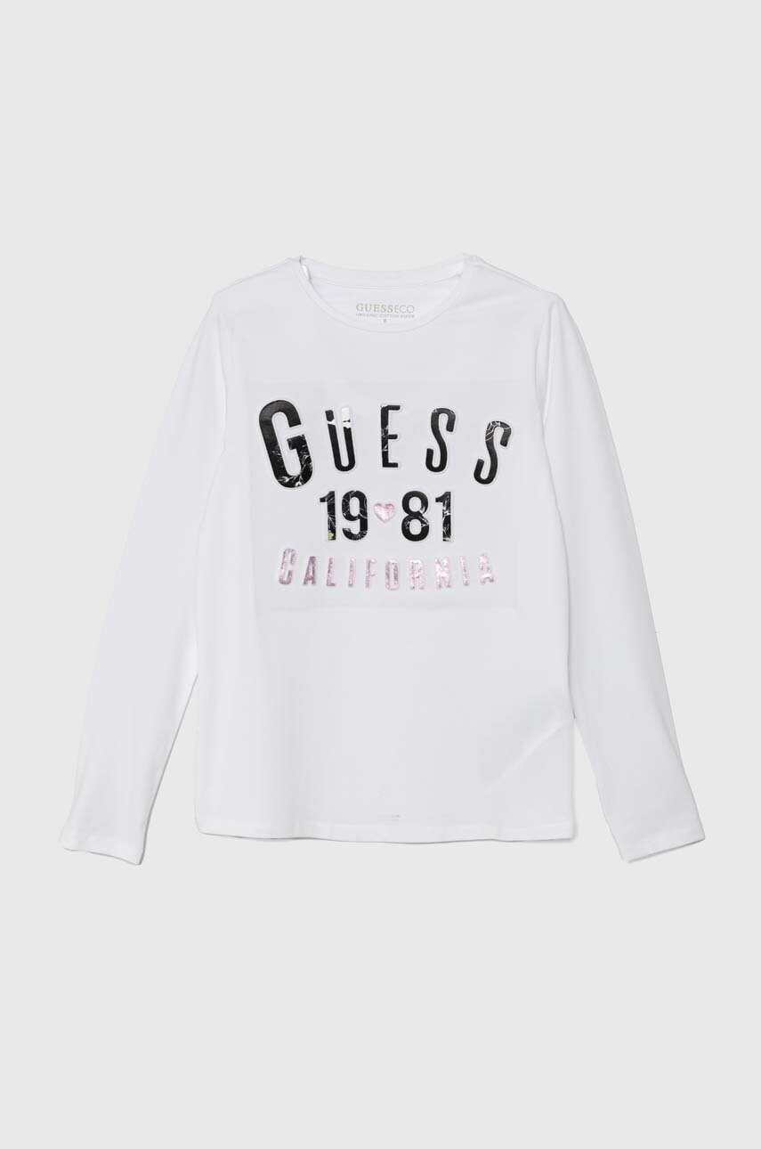 Levně Dětské tričko s dlouhým rukávem Guess bílá barva, J4YI31 K6YW4