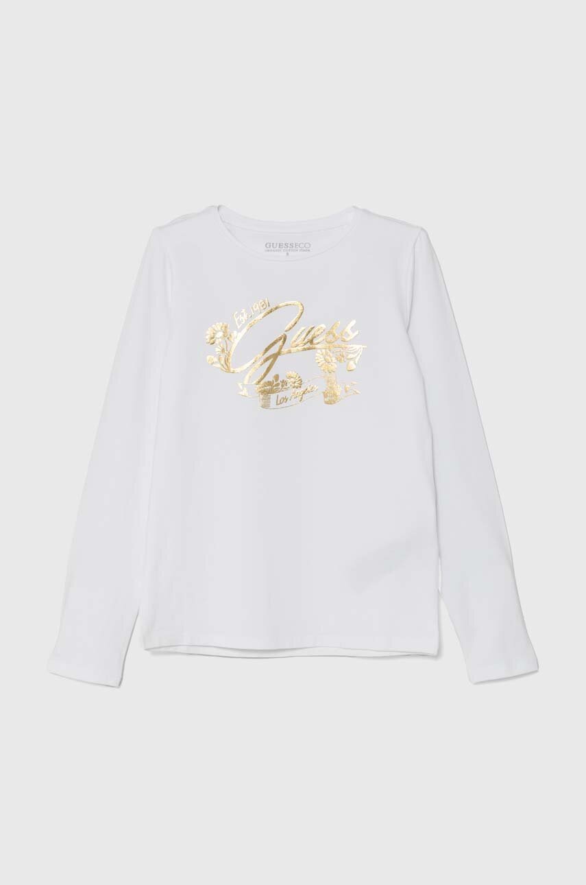 

Детска блуза с дълги ръкави Guess в бяло J4YI36 K6YW4, Бял