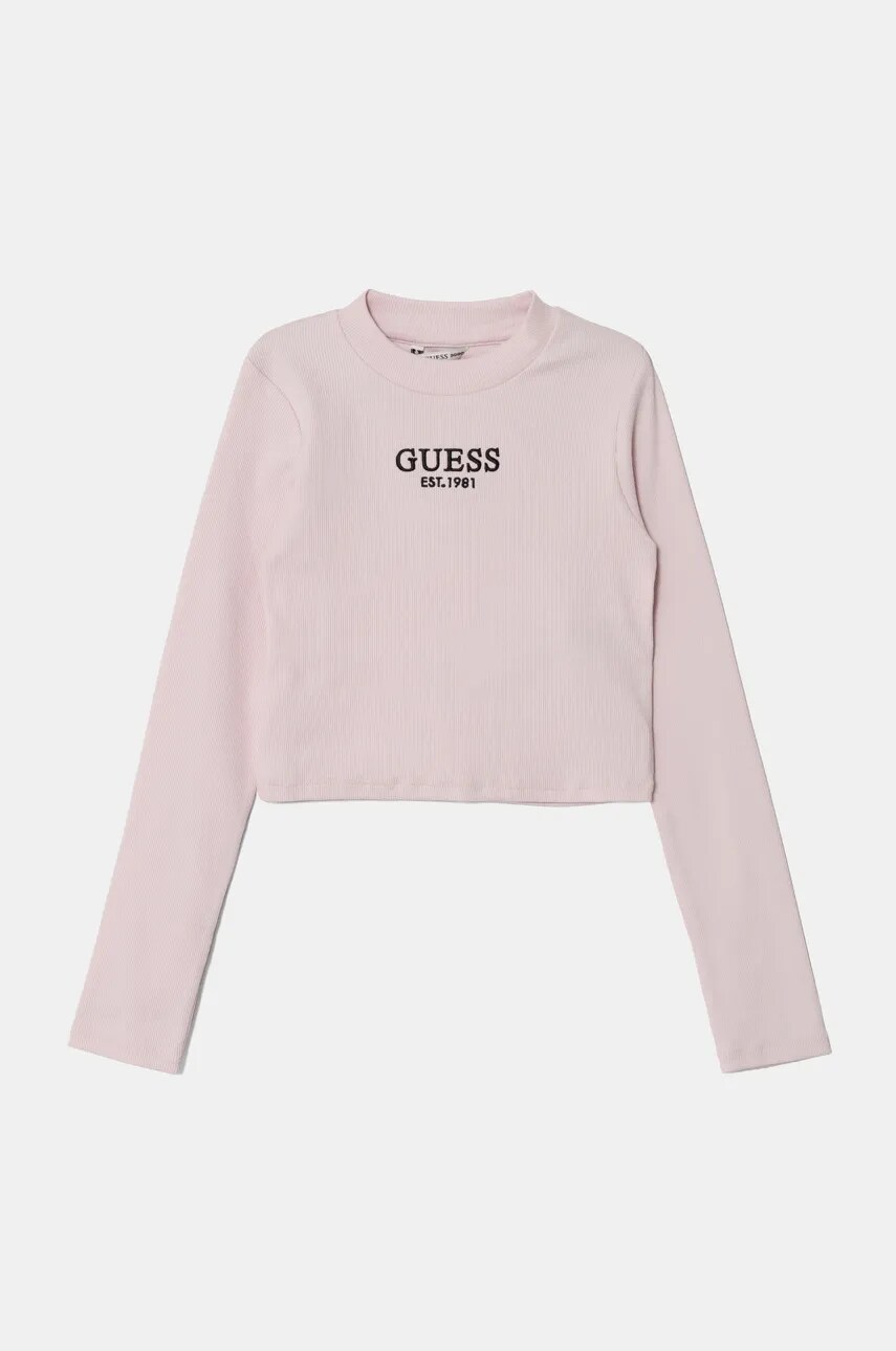 Levně Dětské tričko s dlouhým rukávem Guess růžová barva, J4YI49 KBZP4