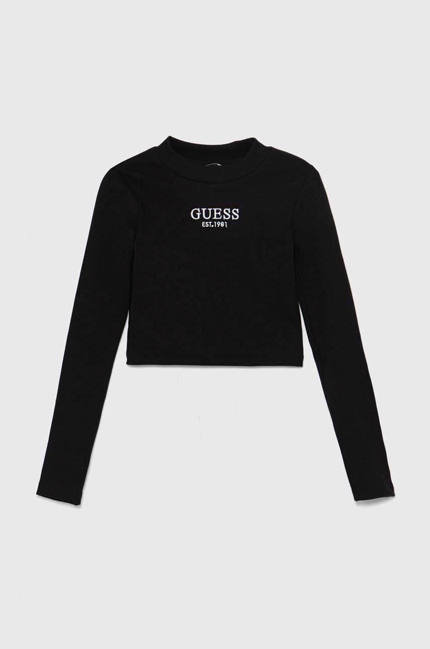 Levně Dětské tričko s dlouhým rukávem Guess černá barva, J4YI49 KBZP4