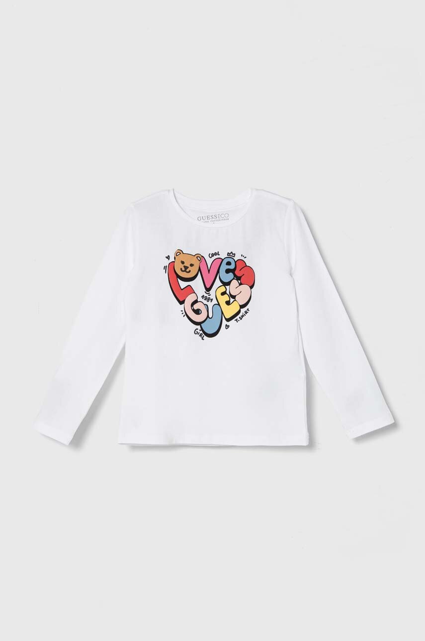

Детска блуза с дълги ръкави Guess в бяло K4YI03 K6YW4, Бял
