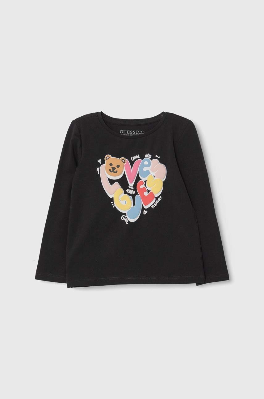 

Детска блуза с дълги ръкави Guess в черно K4YI03 K6YW4, Черен