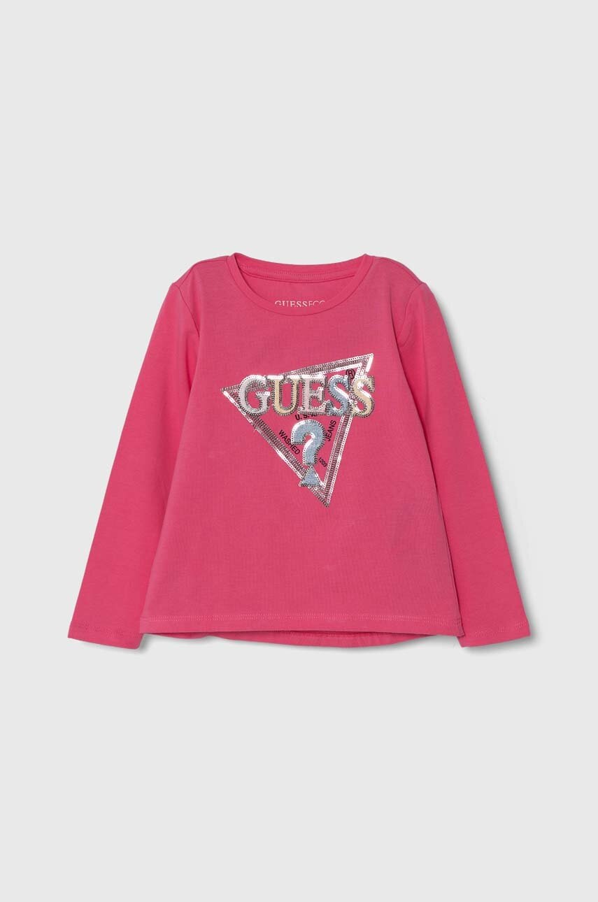 

Детска блуза с дълги ръкави Guess в розово K4YI11 K6YW4, Розов