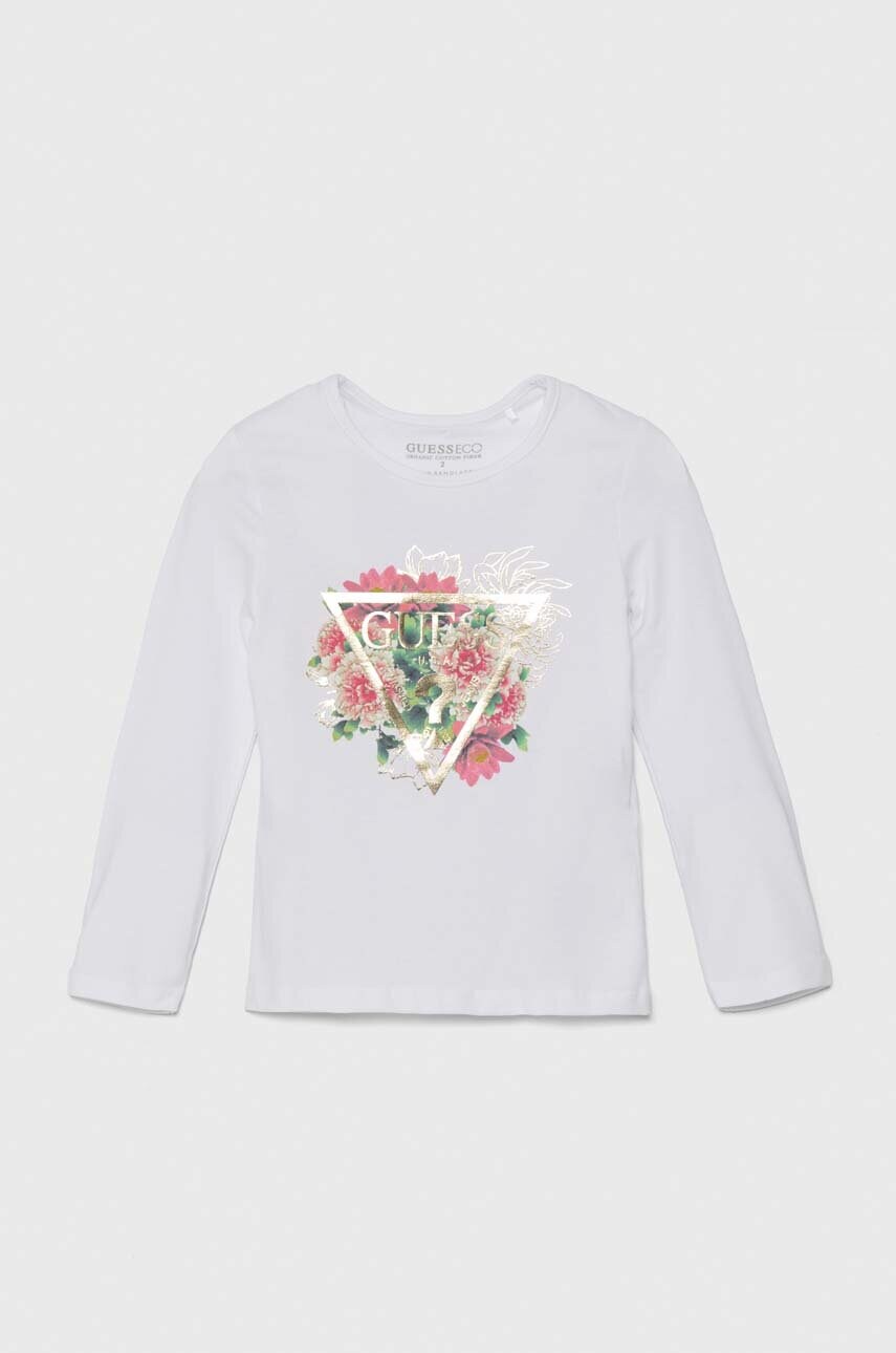 

Детска блуза с дълги ръкави Guess в бяло K4YI18 K6YW4, Бял