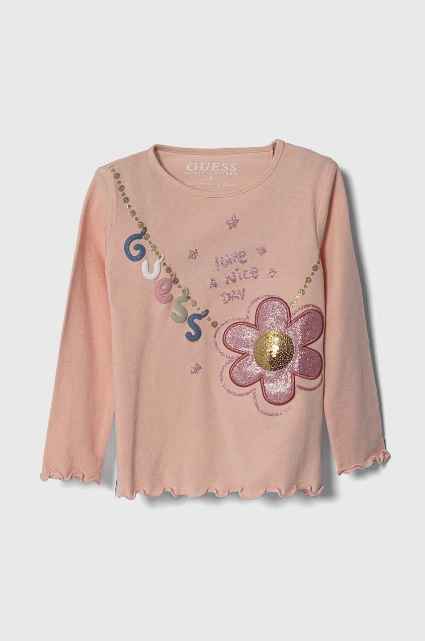 

Детска блуза с дълги ръкави Guess в оранжево K4YI19 K6YW4, Оранжев