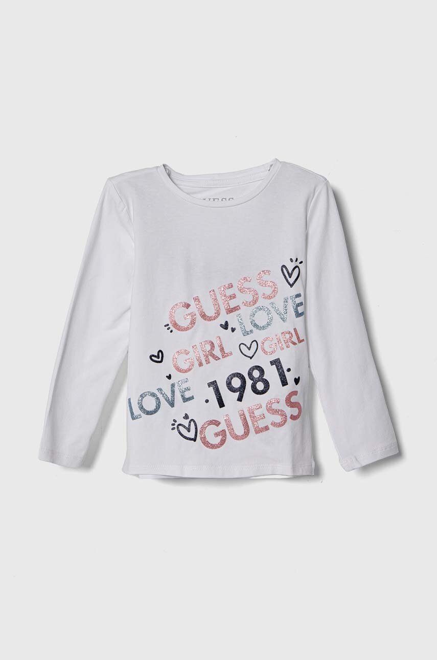 

Детска блуза с дълги ръкави Guess в бяло K4YI27 K6YW4, Бял