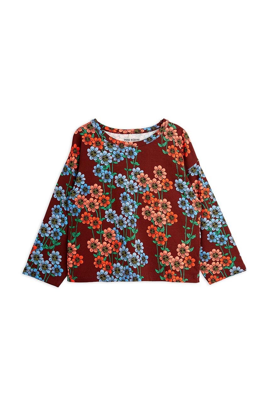 Дитячий лонгслів Mini Rodini Daisys колір коричневий 2472012500