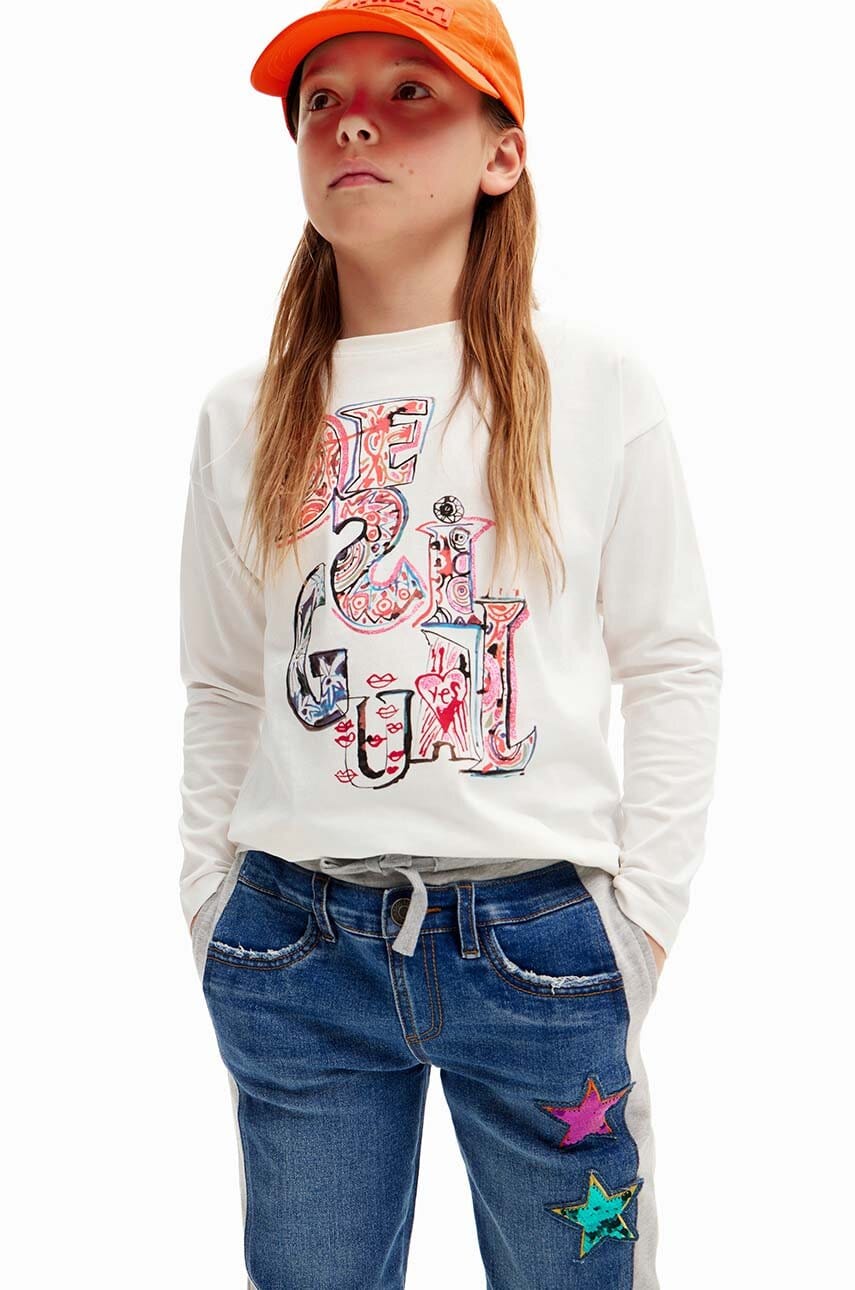Desigual longsleeve din bumbac pentru copii culoarea alb, 24WGTK18 Desigual longsleeve din bumbac pentru copii culoarea alb, 24WGTK18
