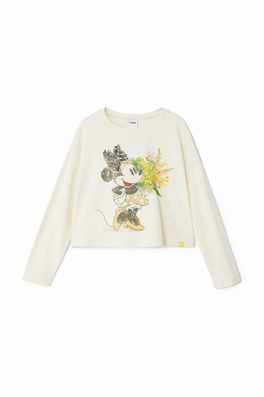 Дитячий бавовняний лонгслів Desigual MINNIE MOUSE колір білий 24WGTK15 в Житомирі Дитячий бавовняний лонгслів Desigual MINNIE MOUSE колір білий 24WGTK15 в Житомирі