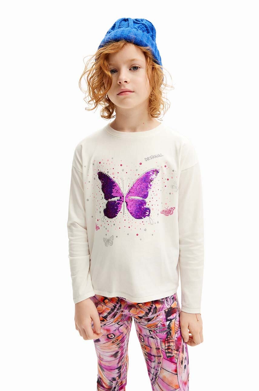 Desigual longsleeve din bumbac pentru copii culoarea alb, 24WGTK11 Desigual longsleeve din bumbac pentru copii culoarea alb, 24WGTK11