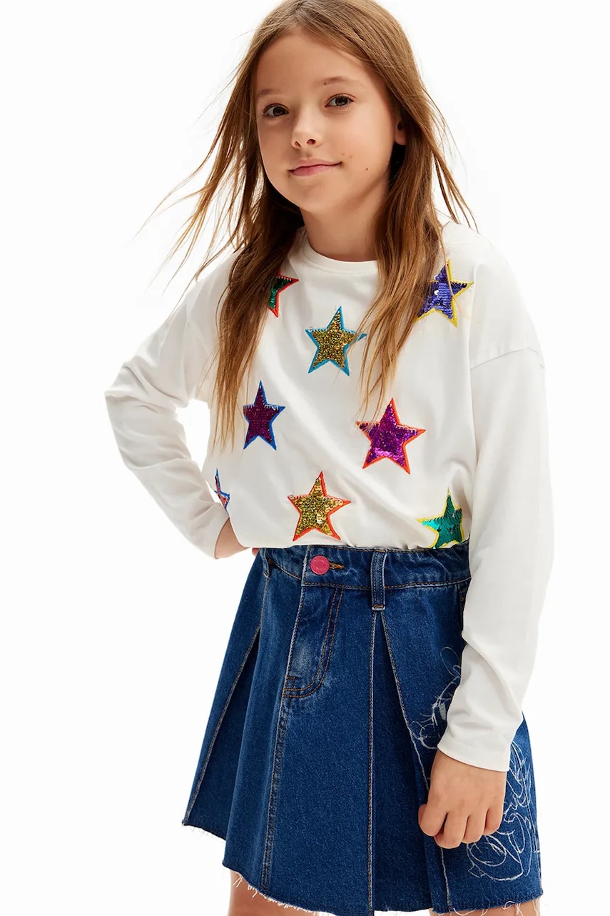 Desigual longsleeve din bumbac pentru copii culoarea alb, 24WGTK03 Desigual longsleeve din bumbac pentru copii culoarea alb, 24WGTK03