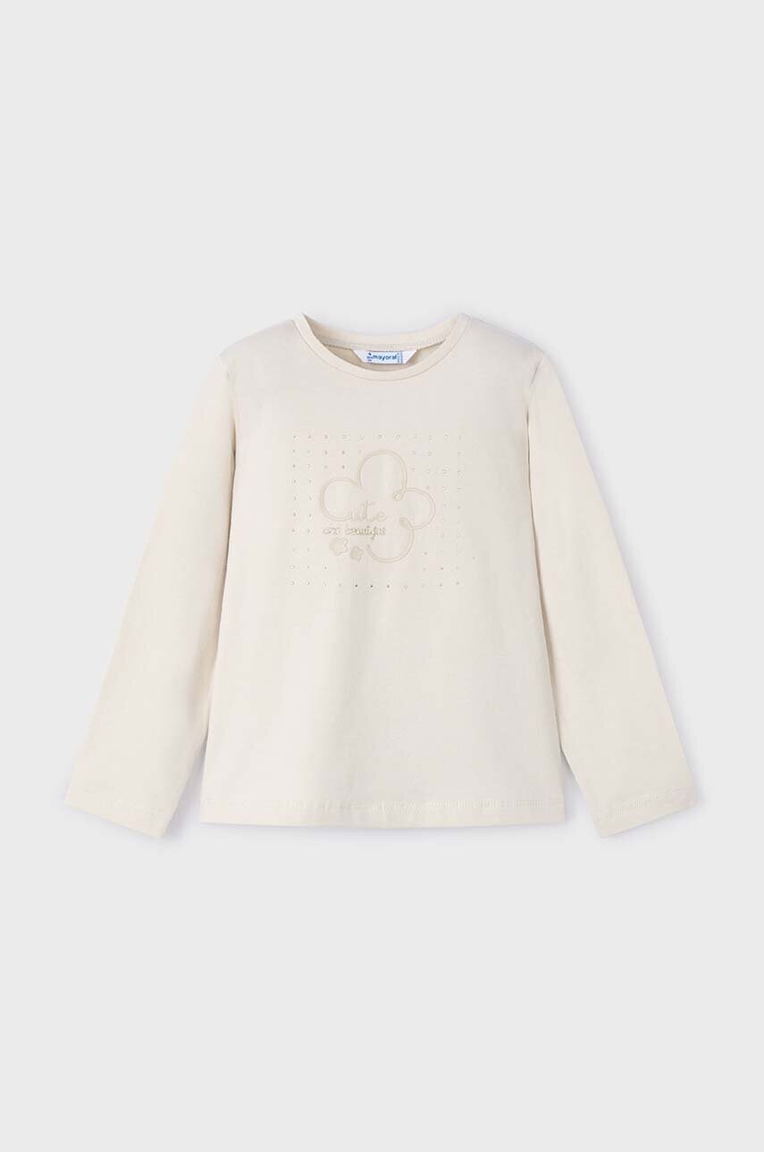 Mayoral longsleeve din bumbac pentru copii culoarea bej, 178