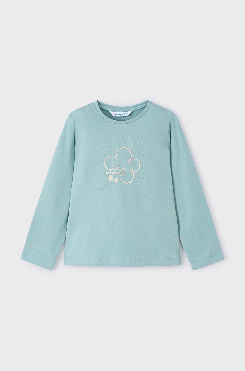 Mayoral longsleeve din bumbac pentru copii culoarea turcoaz, 178
