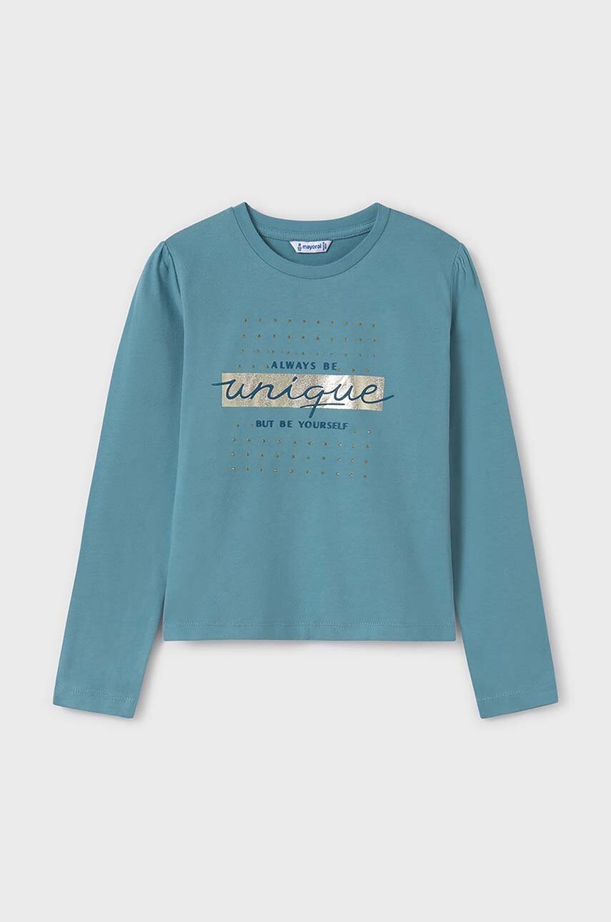Mayoral longsleeve din bumbac pentru copii culoarea turcoaz, 830