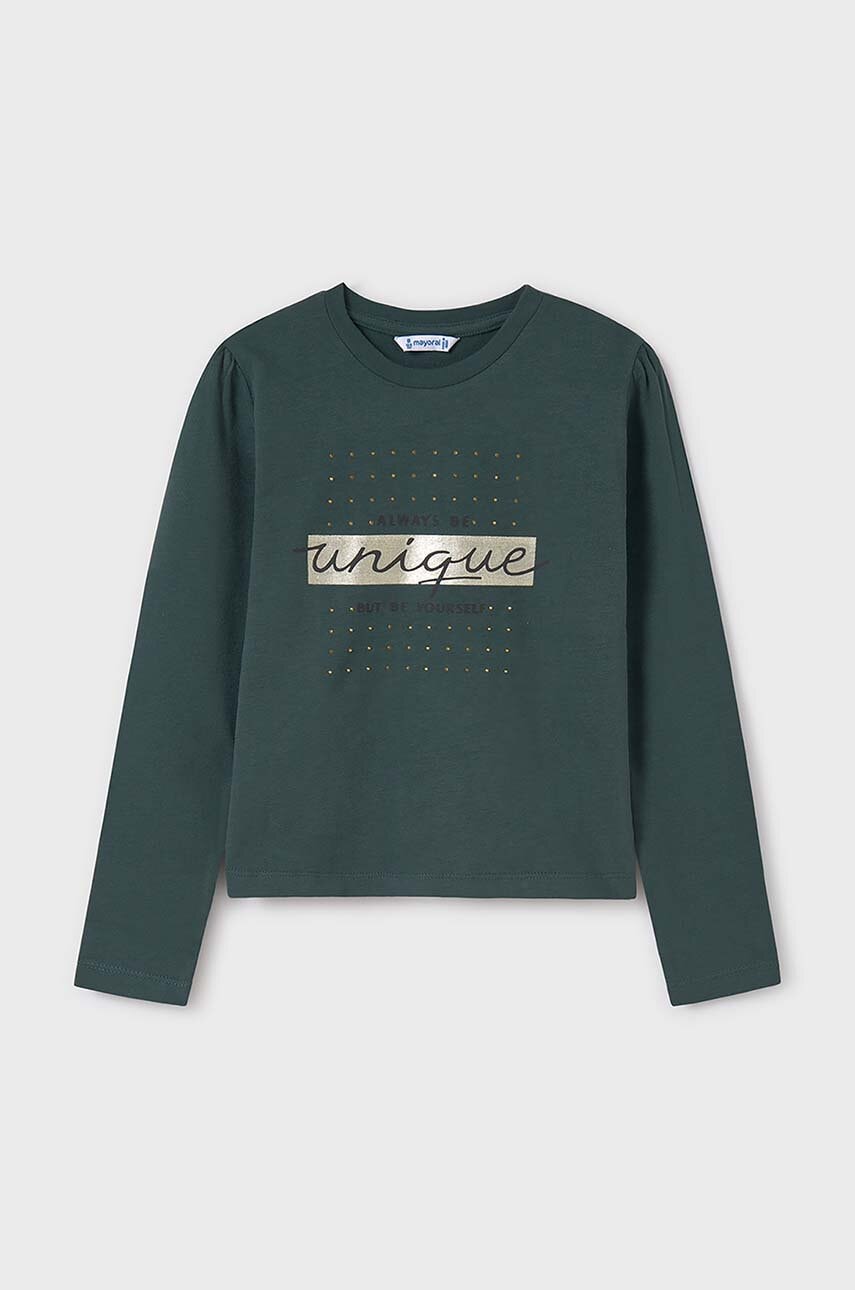 Mayoral longsleeve din bumbac pentru copii culoarea verde, 830