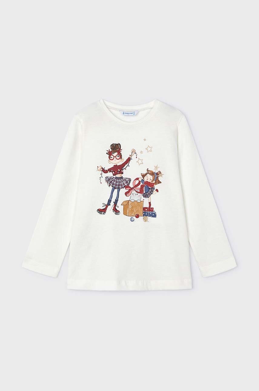 Mayoral longsleeve din bumbac pentru copii culoarea bej, 4072
