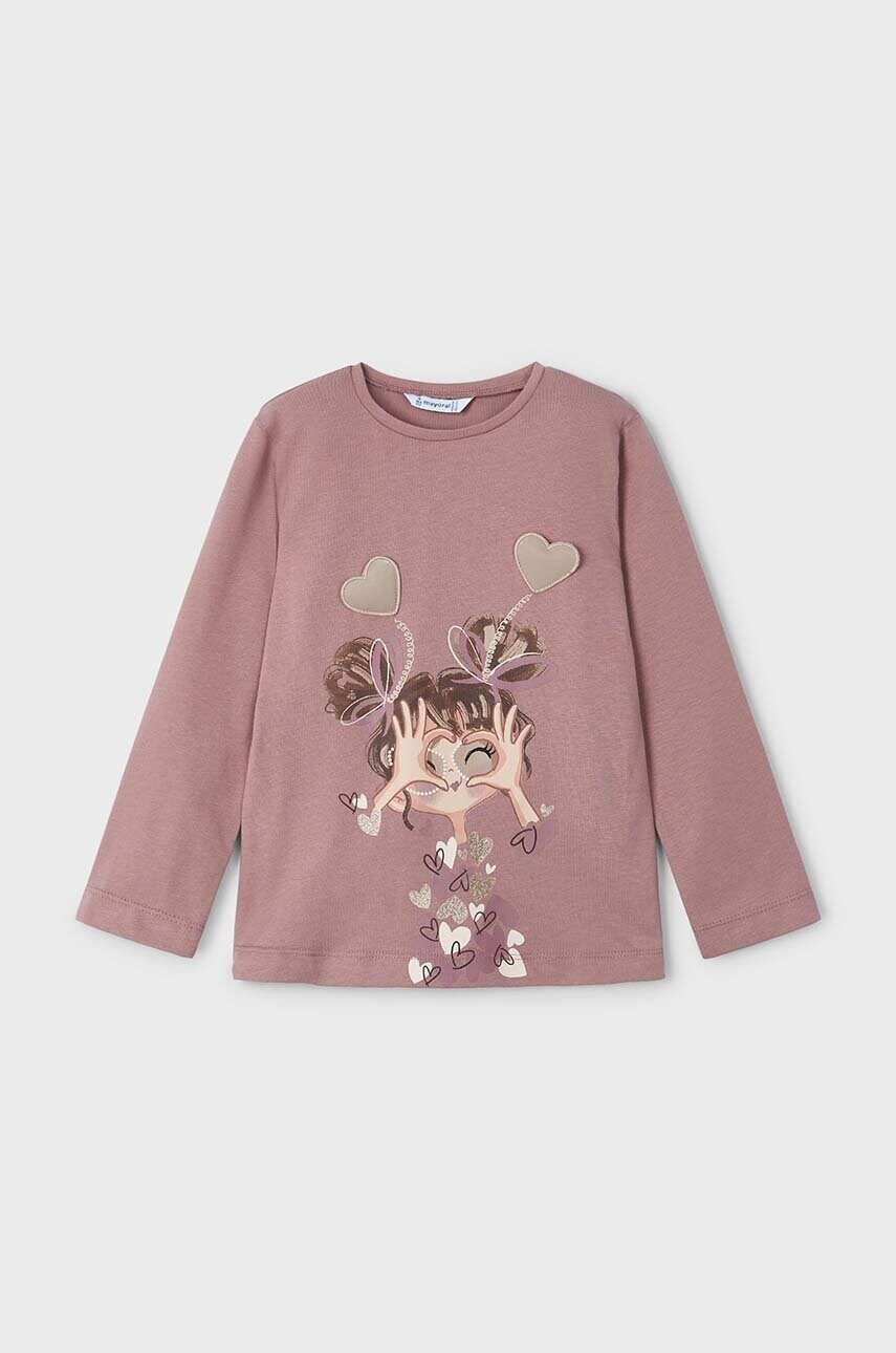 Mayoral longsleeve din bumbac pentru copii culoarea roz, 4073