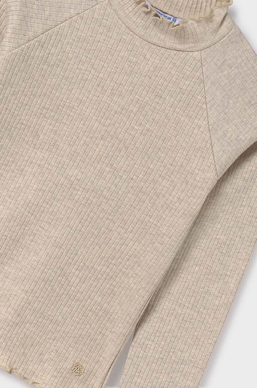 Детский лонгслив Mayoral цвет бежевый с полугольфом 7002