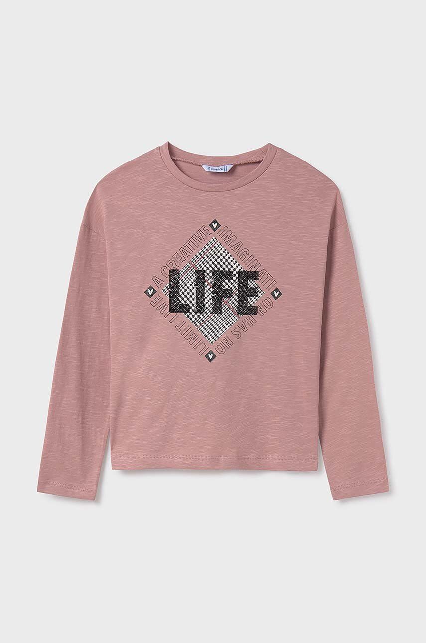 Mayoral longsleeve din bumbac pentru copii culoarea roz, 7008
