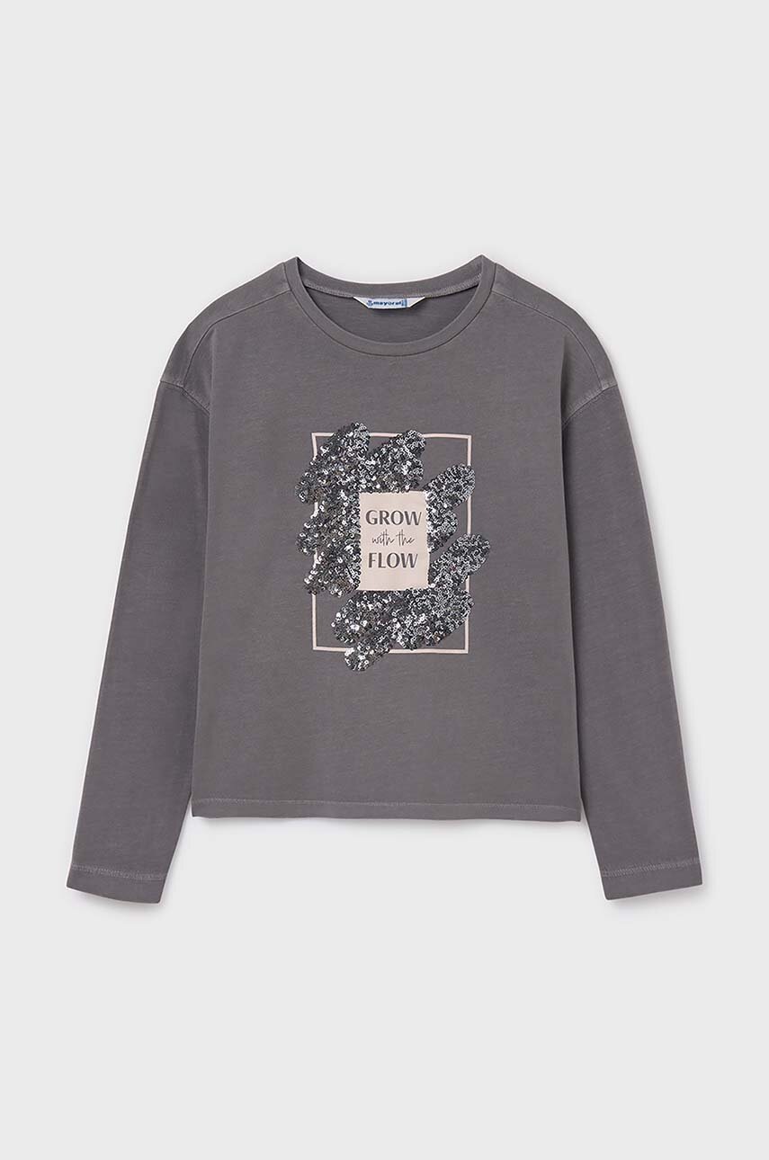 Хлопковый детский лонгслив Mayoral цвет серый 7010